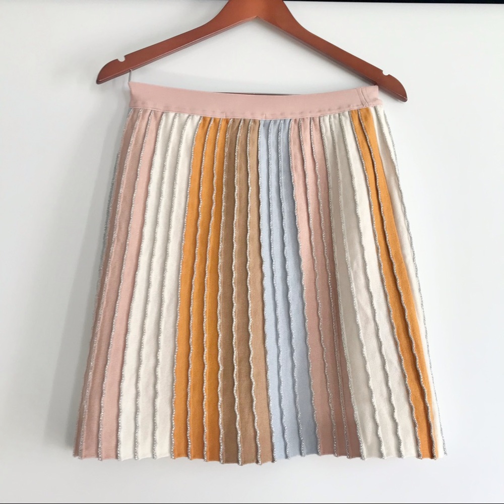 Anthropologie Eva Franco Pastel Stripe Pleated Knit Mini Skirt Size Small NWT - Picture 8 of 10